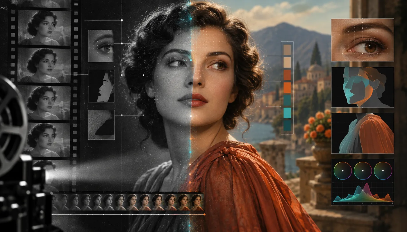 Digital visualisation of AI-assisted film colour reconstruction